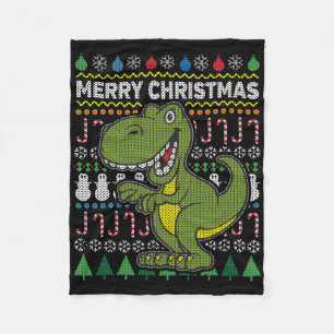 Cobertor De Velo Série Green Dino Ugly Christmas Sweater