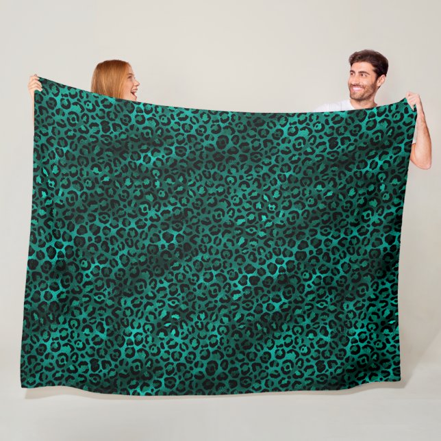 Cobertor De Velo Série Teal e Dourado Leopardo Design 5 (In Situ)