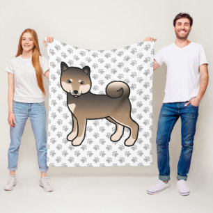 Cobertor De Velo Sesame Shiba Inu Cão E Patas De Cartoon