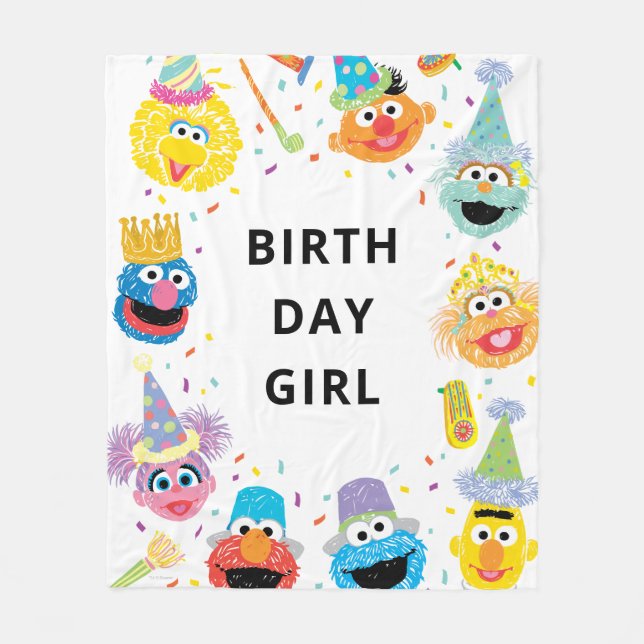 Cobertor De Velo Sesame Street Pals Confetti Birthday (Frente)