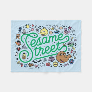 Cobertor De Velo Sésamo Sésamo   Sesame Street Green Doodle Script