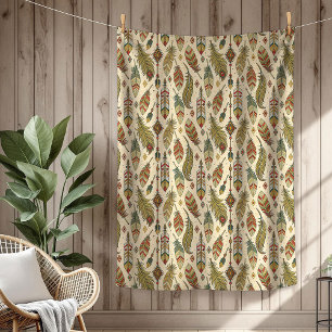 Cobertor De Velo Seta de penas étnicas autênticas nativas de Boho