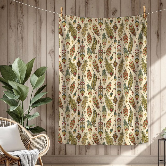 Cobertor De Velo Seta de penas étnicas autênticas nativas de Boho (Boho Native Authentic Tribal Ethnic feathers arrow Fleece Blanket)