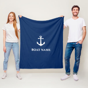 Cobertor De Velo Seu azul da âncora da bola do nome do barco