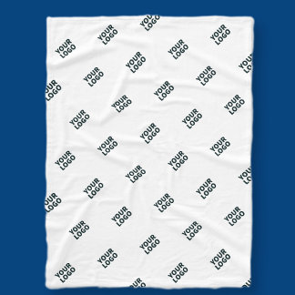Cobertor De Velo Seu Logotipo Simples Logotipo Repetitivo | Branco