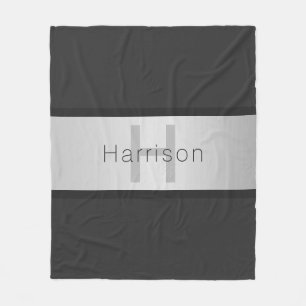 Cobertor De Velo Seu nome e monograma  Vista prateada cinzenta e fa