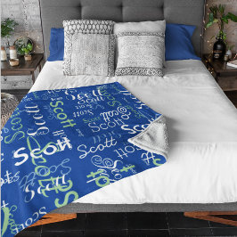 Cobertor De Velo Seu nome Tipografia cor azul-profunda
