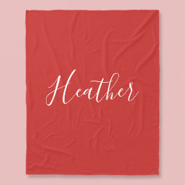 Cobertor De Velo Seu Script Branco Personalizado em Vermelho