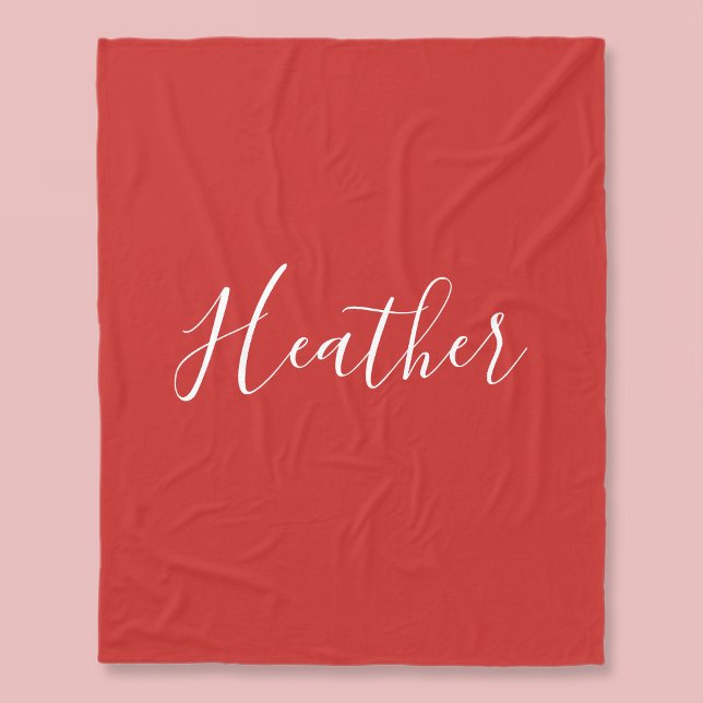 Cobertor De Velo Seu Script Branco Personalizado em Vermelho (Criador carregado)
