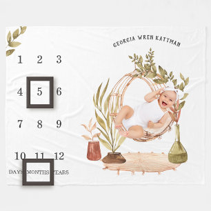 Cobertor De Velo Sexo Neutro Boho Baby Milestone Blanket