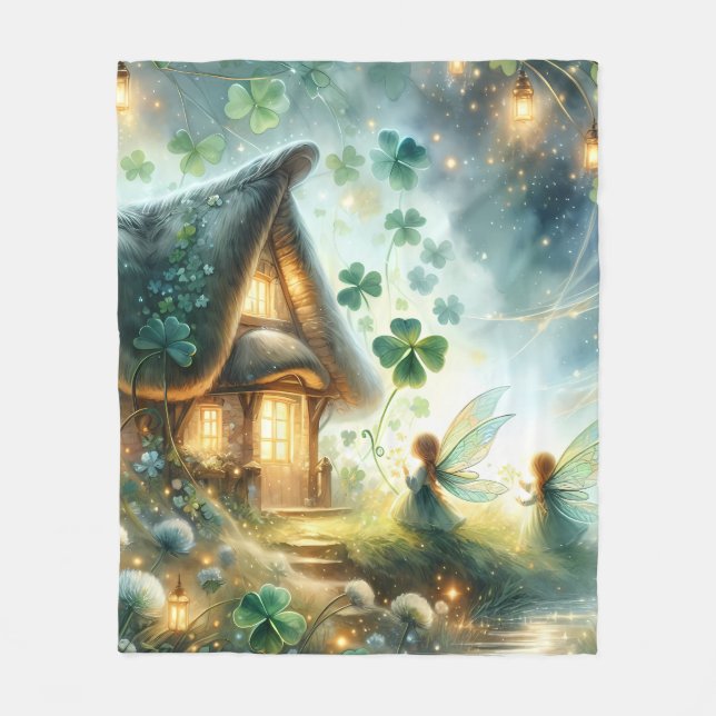 Cobertor De Velo Shamrock Fairy Cottage Glow (Frente)