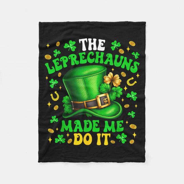 Cobertor De Velo Shamrock Leprechauns Made Me Do It St Patrick's Da (Frente)
