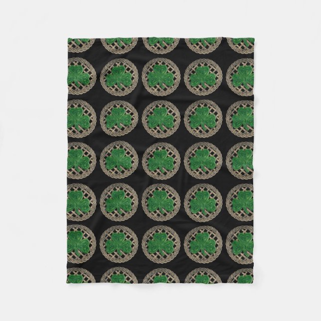 Cobertor De Velo Shamrock Preto Sobre Sabores Celtas Folheados (Frente)