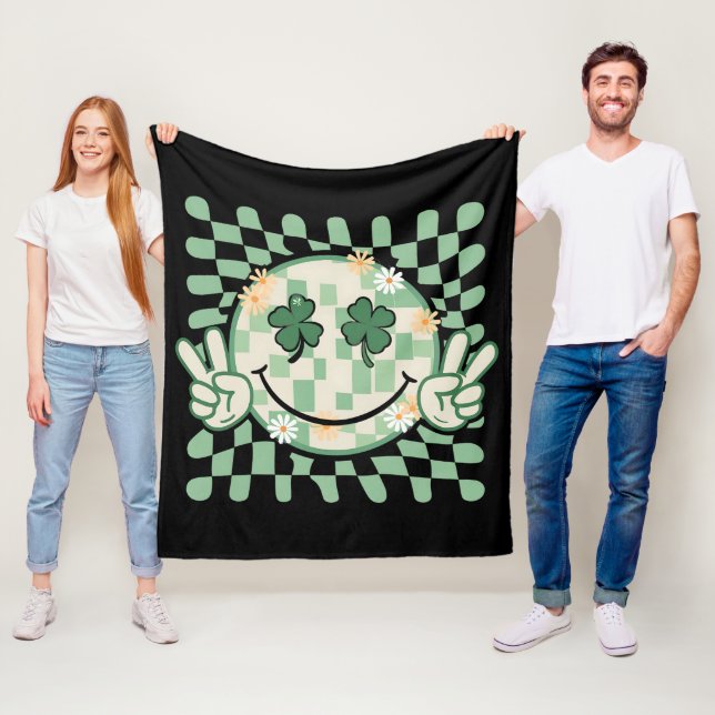 Cobertor De Velo Shamrock sorri Encarado Engraçado Dia de São Patrí (In Situ)