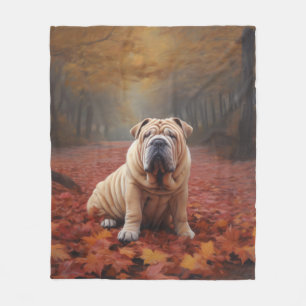 Cobertor De Velo Shar Pei no outono deixa cair inspiração
