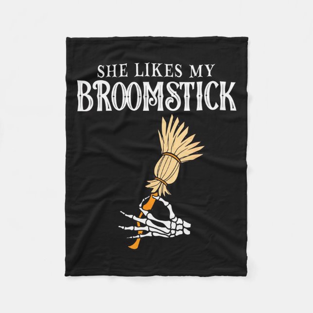 Cobertor De Velo She Likes My Broomstick Couples Pumpkins Skeleton  (Frente)