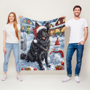 Cobertor De Velo Shepherd Dog Winter Wonderland Christmas
