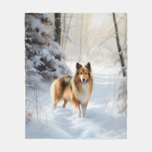 Cobertor De Velo Shetland Sheepdog Deixe-o nevar no Natal