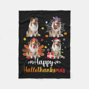 Cobertor De Velo Shetland Sheepdog Halloween Hallot Feliz