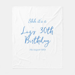Cobertor De Velo shh é um aniversário de 30 anos nome data azul sim