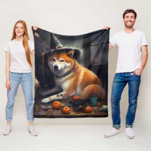Cobertor De Velo Shiba Inu Pumpkins Halloween Assustado