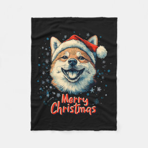 Cobertor De Velo Shiba Inu Santa Hat Feliz Natal Cachorro de Natal