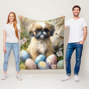 Cobertor De Velo Shih Tzu Dog com Feriado de Ovos de Páscoa