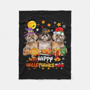 Cobertor De Velo Shih Tzu Dog Feliz Halloween Feliz de Ação de Graç