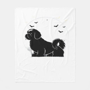 Cobertor De Velo Shih Tzu Dog - Halloween Moon Silhouette Classic T
