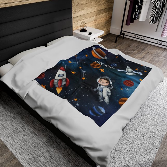 Cobertor De Velo Shuttle do Astronauta Espacial Exterior Personaliz (Outer Space Astronaut Boy Custom Sherpa Blanket)