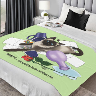 Cobertor De Velo Siamese Cat Mishead Funny