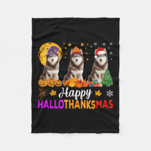 Cobertor De Velo Siberian Husky Dog Halloween HalloObrigado