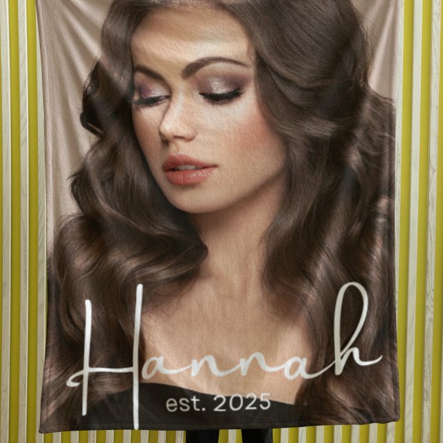 Cobertor De Velo Signature Over Snapshot (Full-photo fleece design blending signature text and date for a refined contemporary look.)