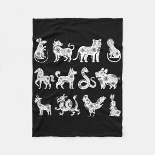 Cobertor De Velo Signos do Zodíaco Chinês Ano Novo Lunar Chinês