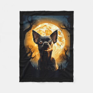 Cobertor De Velo Silhueta da Lua do Cão Chihuahua Halloween Engraça