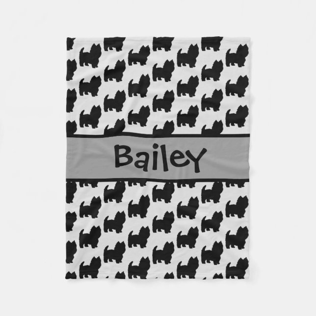 Cobertor De Velo Silhueta de Cachorro de Westie Personalizada (Frente)