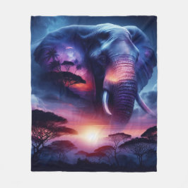 Cobertor De Velo Silhueta de Elefante ao Pôr do Sol