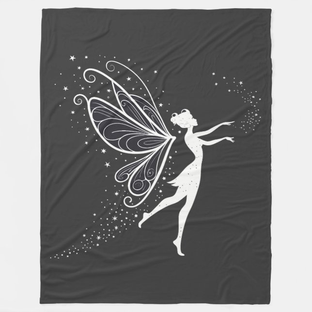 Cobertor De Velo Silhueta de Fadas Magicas com Asas e Estrelas (Frente)