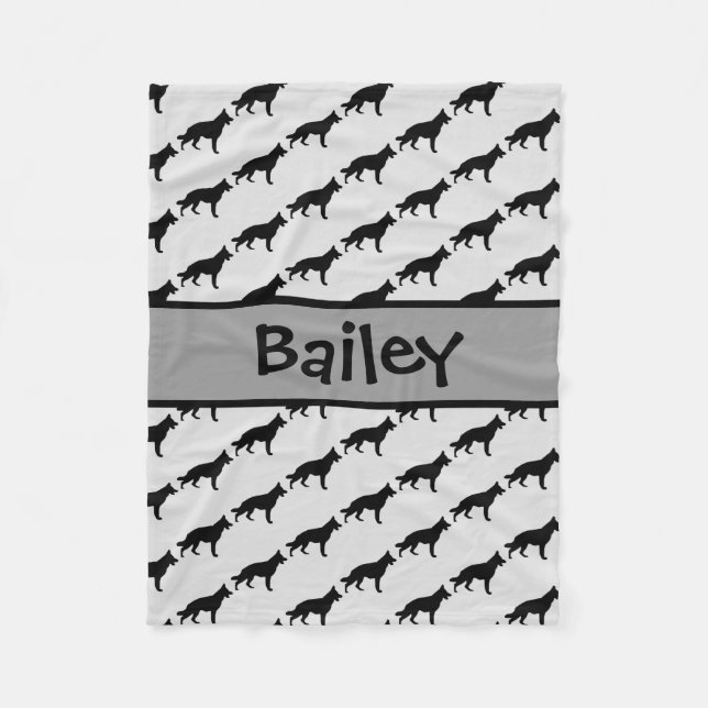 Cobertor De Velo Silhueta de German shepherd Personalizada (Frente)