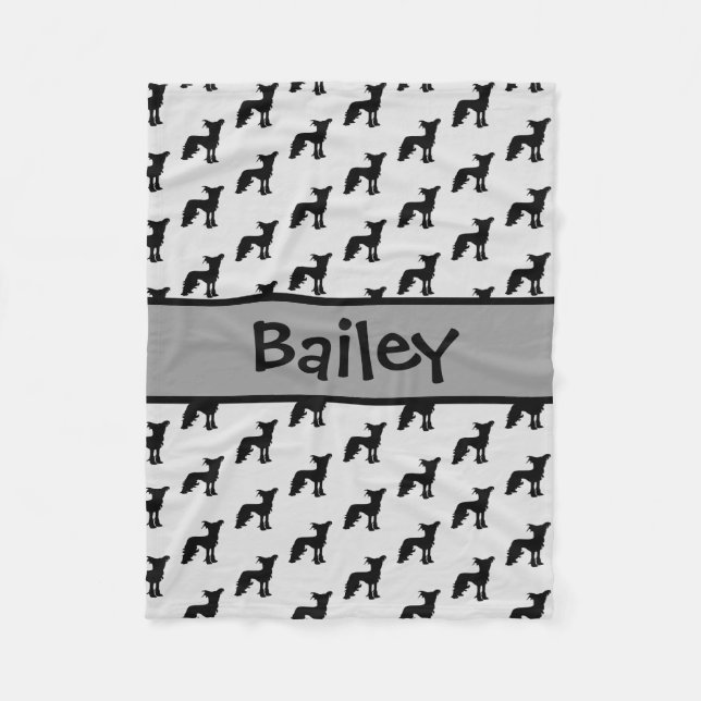 Cobertor De Velo Silhuette de Cães Deitados Chinês Personalizado (Frente)