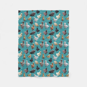 Cobertor De Velo Silkie Bantam Chickens Faux Glitter Turquoise
