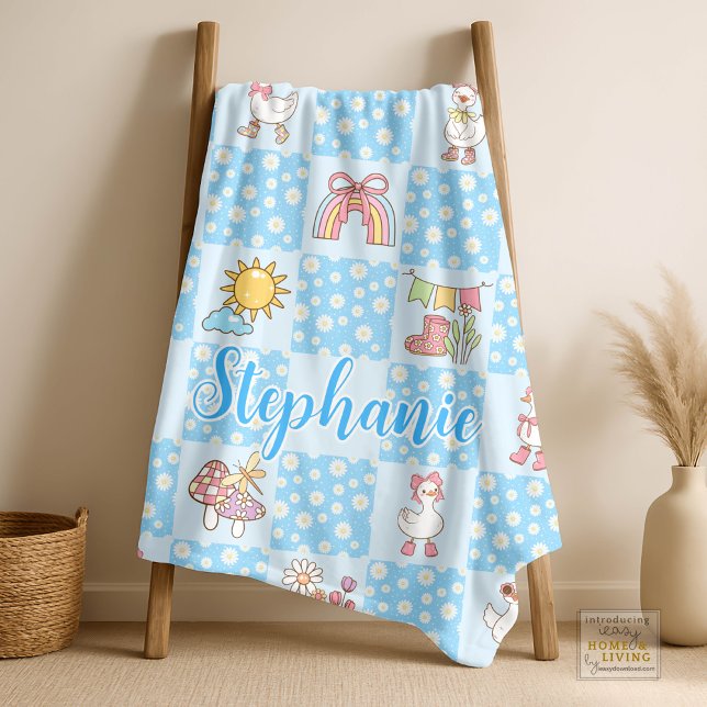 Cobertor De Velo Silly Goose Girl Design Blue (Criador carregado)