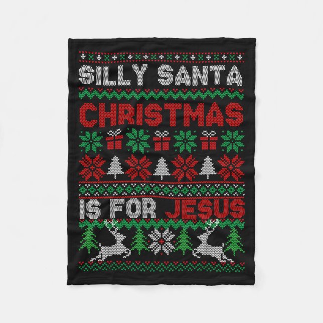 Cobertor De Velo Silly Santa Christmas Is For Jesus Christian Chris (Frente)