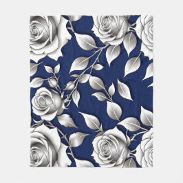 Cobertor De Velo Silver And White Roses