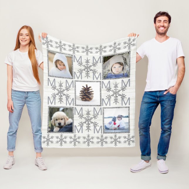 Cobertor De Velo Silver Snowflake Monograma Opcional 5 Foto (In Situ)