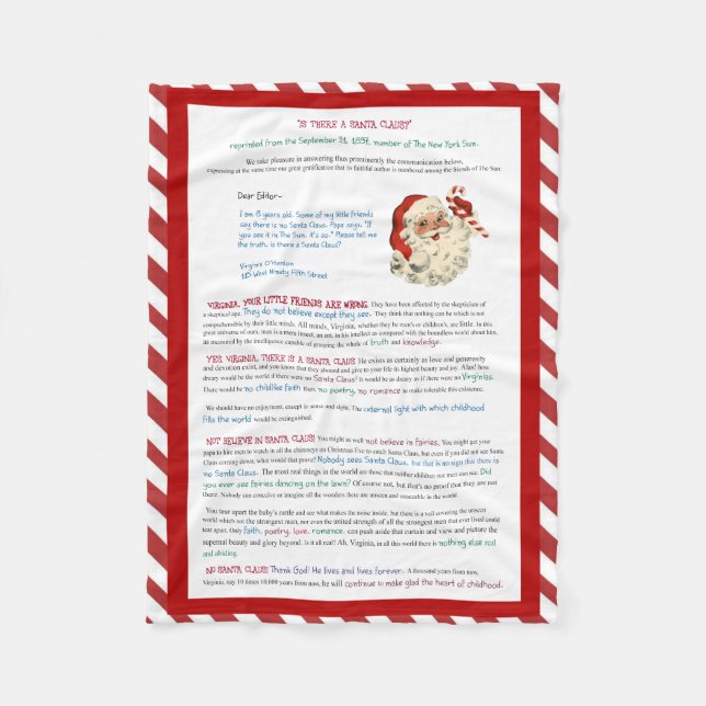 Cobertor De Velo Sim, Virgínia lá é um Natal de Papai Noel (Frente)