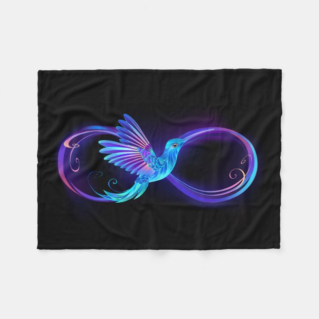 Cobertor De Velo Símbolo de Infinito Neon com Beija-flor Brilhante (Frente (Horizontal))