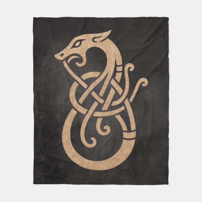 Cobertor De Velo Símbolo do Nó de Serpente Viking Dourado (Frente)