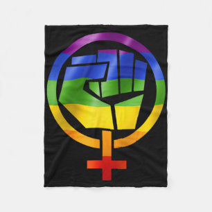 Cobertor De Velo Símbolo Feminista Lgbt Resiste Orgulho Fist Rainbo