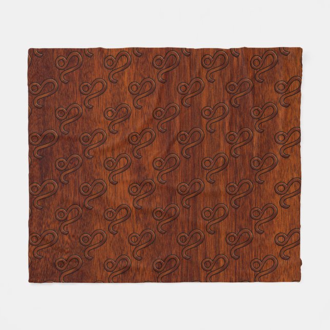 Cobertor De Velo Símbolo Leo Zodiac no estilo Rich Mahogany (Frente (Horizontal))